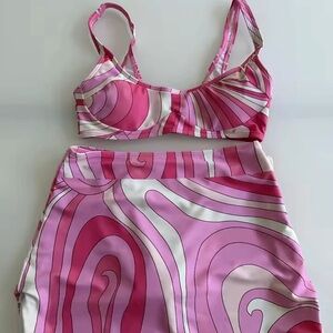 Emilio Pucci pink style no brand swim skirt set